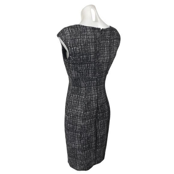 Calvin Klein Black Square Neck Short Cap Sleeve Knee Length Sheath Dress Size 4 - Picture 2 of 5